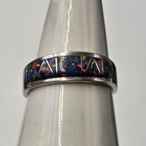 Silver Ring with Multicolor Inlay